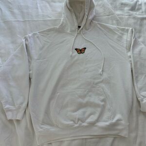 Classic White Hoodie with Butterfly Detail